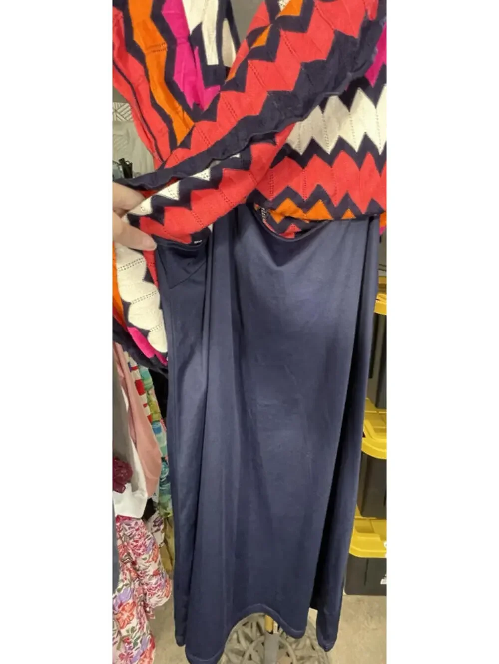 Roz & Ali Sweater Dress Plus Size 20 Multicolor Chevron Knit Sleeveless Midi